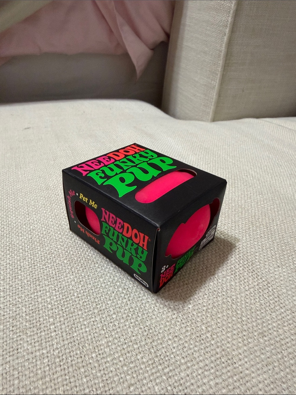 Needoh Funky Pup Neon Pink Dog Toy